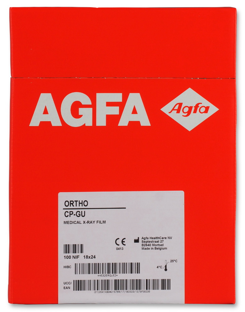 Медична рентгенівська плівка в аркушах Agfa Ortho CP-GU M NIF 18х24, №100 аркушів